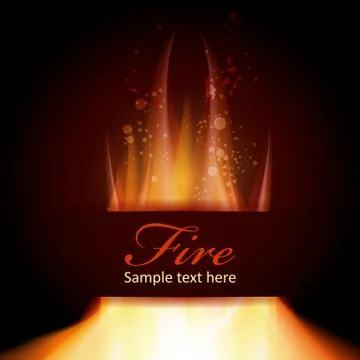 Fire flame on black background with Text space Stock Illustration