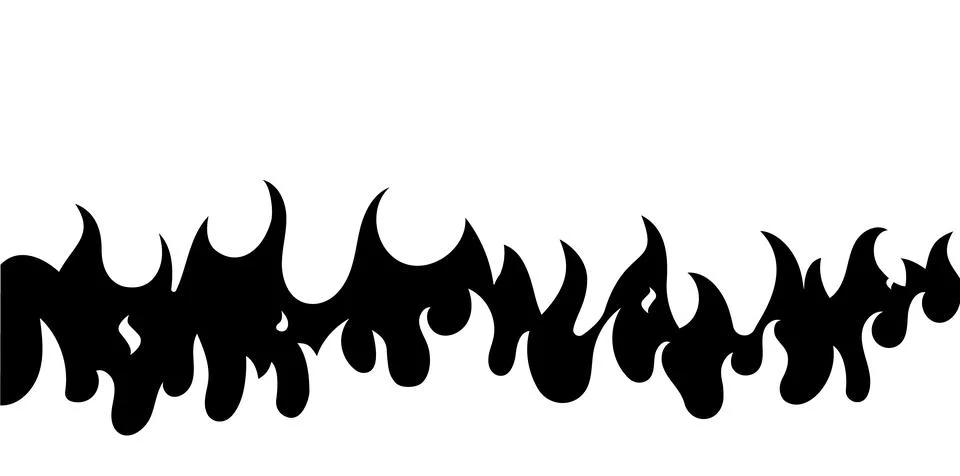 Fire flame black vector pattern line frame. Fire flat simple border design Stock Illustration