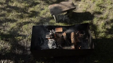 Fire flame in brazier Stock Footage 52370617