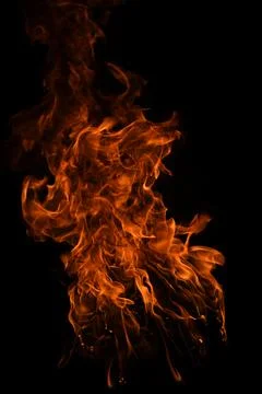 Fire flame. Burn lights on a black background. Stock Photos