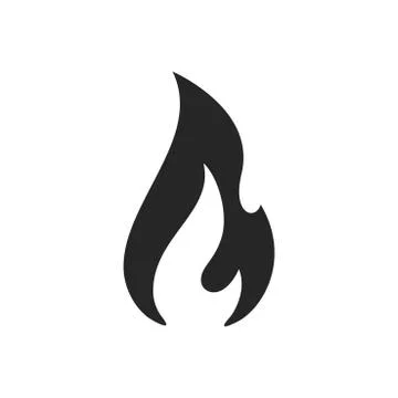 Fire flame burn, vector black line icon. Flammable warning or spicy food labe Illustrazione stock