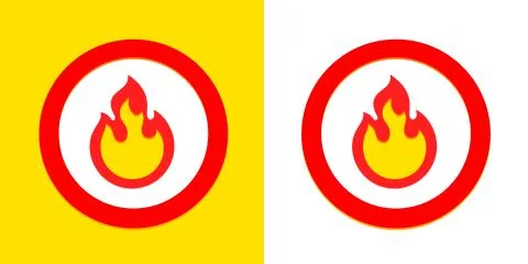 Fire flame burn, vector sign symbol. Burning fire flame icon outline, flammab Illustrazione stock