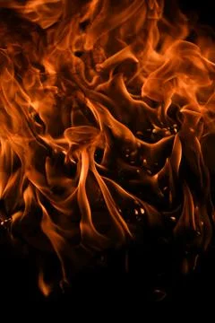 Fire flame burning and fire glowing on black background. Stock Photos