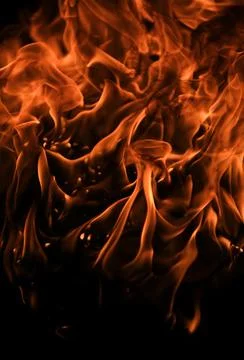 Fire flame burning and fire glowing on black background. Stock Photos