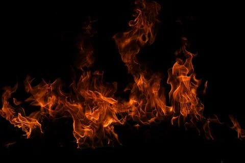Fire flame burning and fire glowing on black background. Foto stock