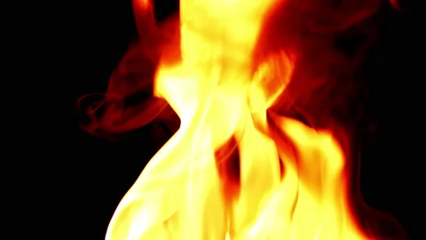 Fire flame burning and glowing slow motion on blackg screen background Video stock 231550484