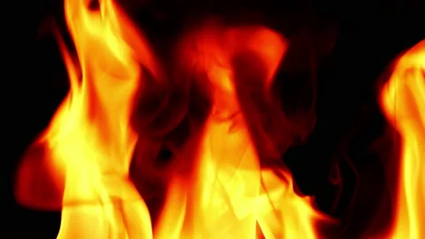 Fire flame burning and glowing slow motion on blackg screen background Stock Footage 231552301