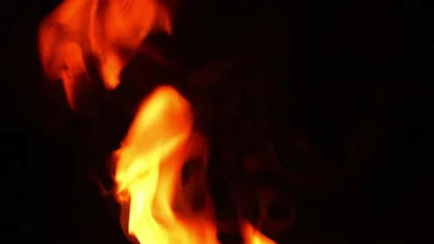 Fire flame burning and glowing slow motion on blackg screen background Stock Footage 231553320