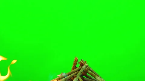 Fire flame burning and glowing on green screen background 库存影片 235555545
