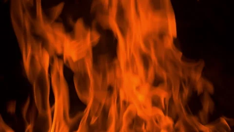 Fire flame burning and glowing on dark black background Stock Footage 246932786