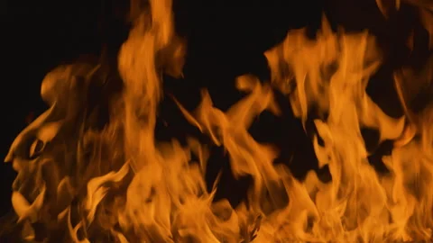 Fire flame burning and glowing on dark black background Stock Footage 246936511