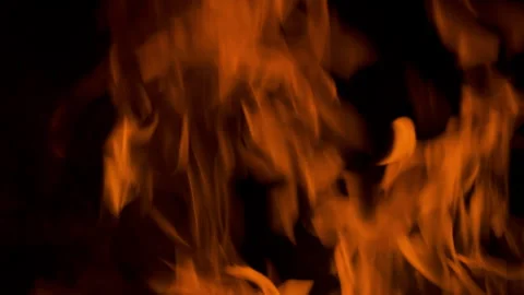 Fire flame burning and glowing on dark black background Stock Footage 246937025