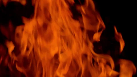 Fire flame burning and glowing on black screen  Stock Footage 255124947