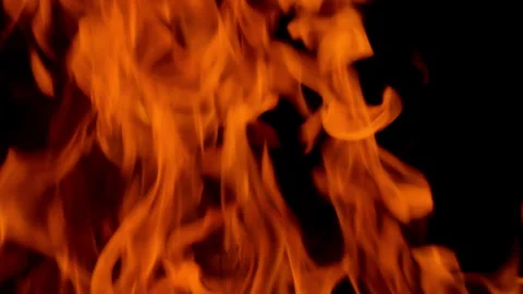 Fire flame burning and glowing on black screen  Stock Footage 255167168