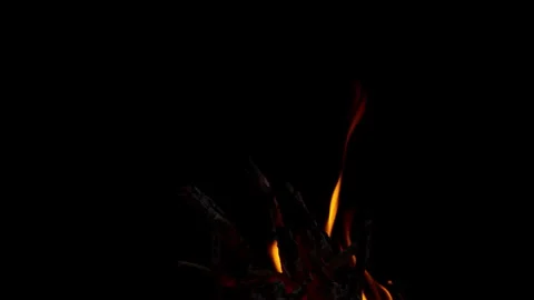 Fire flame burning on black backgroud screen  Stock-Footage 243140021
