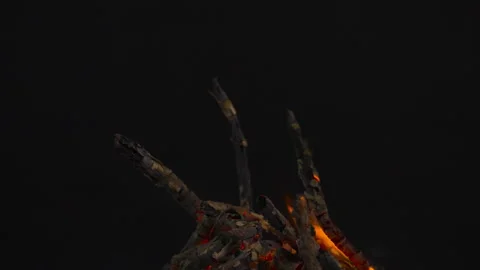 Fire flame burning on black backgroud screen  Stock-Footage 243140785