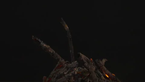Fire flame burning on black backgroud screen  Stock Footage 243141630