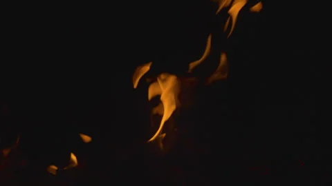 Fire flame burning on black backgroud screen  Stock Footage 246213073