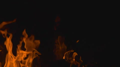 Fire flame burning on black backgroud screen  Stock Footage 246224025