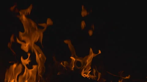 Fire flame burning on black backgroud screen  Stock Footage 246224118