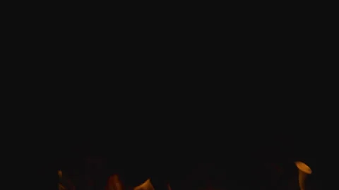 Fire flame burning on black backgroud screen  Stock Footage 246225924