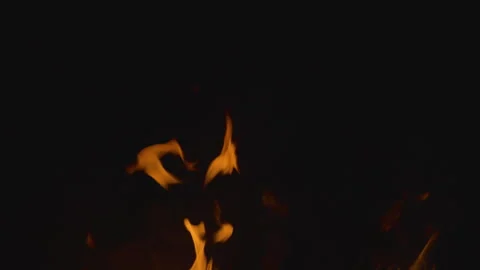 Fire flame burning on black backgroud screen  Stock Footage 246246498