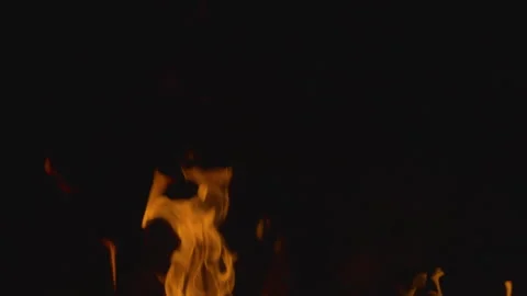 Fire flame burning on black backgroud sc... | Stock Video | Pond5