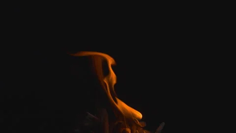 Fire flame burning on black background Video stock 252783517