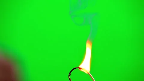 Fire flame burning electric line cable on green screen background Stock Footage 242203845