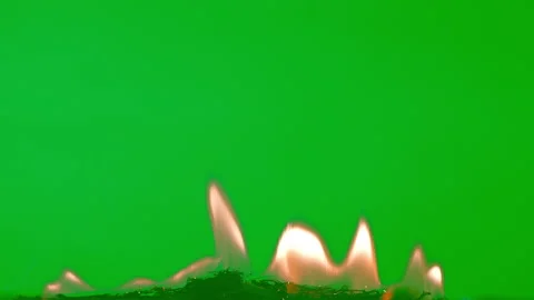 Fire flame burning fuel on green screen background on slow motion video Stock-Footage 221671000