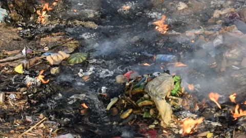 Fire Flame Burning Garbage 库存影片 133099424