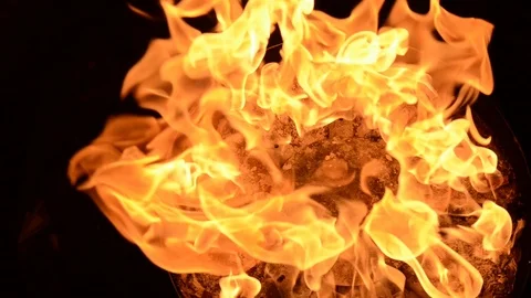 Fire flame burning. Gas fire. The Eternal fire and monument Stock Footage 99933296