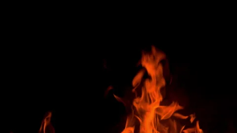 Fire flame burning glow on black screen background Stock Footage 257782663