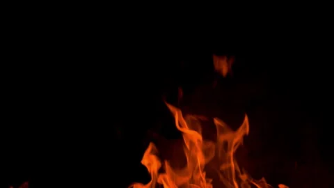 Fire flame burning glow on black screen background Stock Footage 257782746