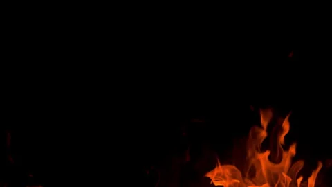 Fire flame burning glow on black screen background Stock Footage 257783069