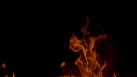 Fire flame burning glow on black screen background Stock Footage 257783506