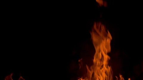 Fire flame burning glow on black screen background Stock Footage 257783655