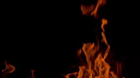 Fire flame burning glow on black screen background Stock Footage 257786617