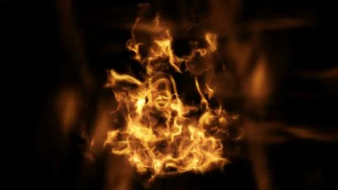 Fire flame burning glowing on black background 3D Render Stock Illustration