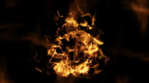 Fire flame burning glowing on black background 3D Render Stock Illustration
