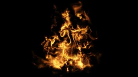 Fire flame burning glowing on black background 3D Render Stock Illustration