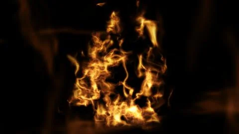 Fire flame burning glowing on black background 3D Render Stock Illustration