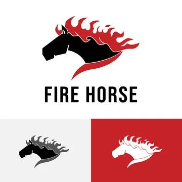 Fire Flame Burning Horse Run Fast Racehorse Logo Stock Illustration