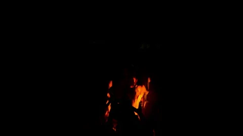 Fire flame burning on night of camping  Stock Footage 259724501