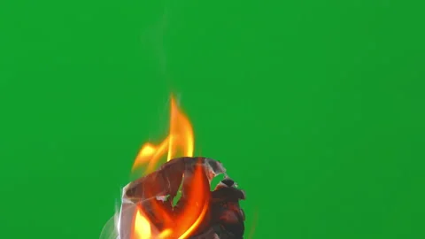 Fire flame burning paper on green screen background Stockbeeldmateriaal 239476948