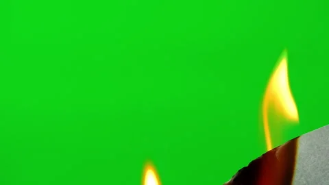 Fire flame burning paper on green screen background Video stock 242300186