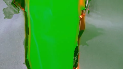 Fire flame burning paper to show green screen background Video stock 239469231