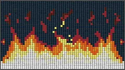 Fire flame burning pixel art. Vector illustration Stock Illustration