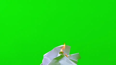 Fire flame burning white paper on green screen background Stock Footage 239566897