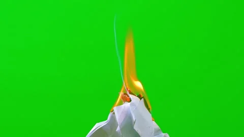 Fire flame burning white paper slow motion on green screen background 動画素材 239595598